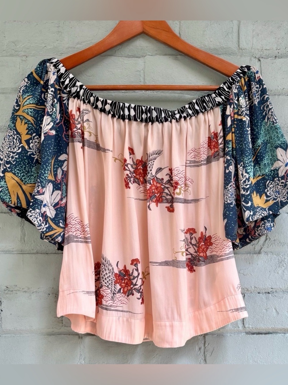 Free People Floral Off-Shoulder Top